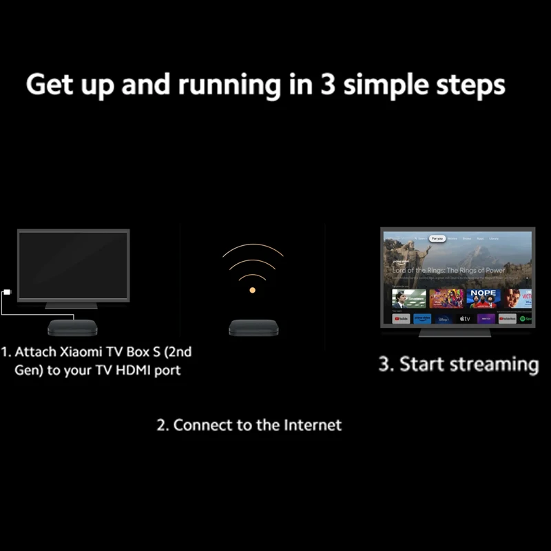 Versione globale originale Xiaomi TV Box S 2nd Gen 4K Ultra HD 2G 8G WiFi BT5.2 Google TV Cast Netflix Smart TV Box lettore multimediale