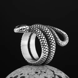 2023 New Hiphop Wholesale Price Stainless Steel Men 3D Snake Ring Fashion Finger Anels Male Jewelry Party Gift