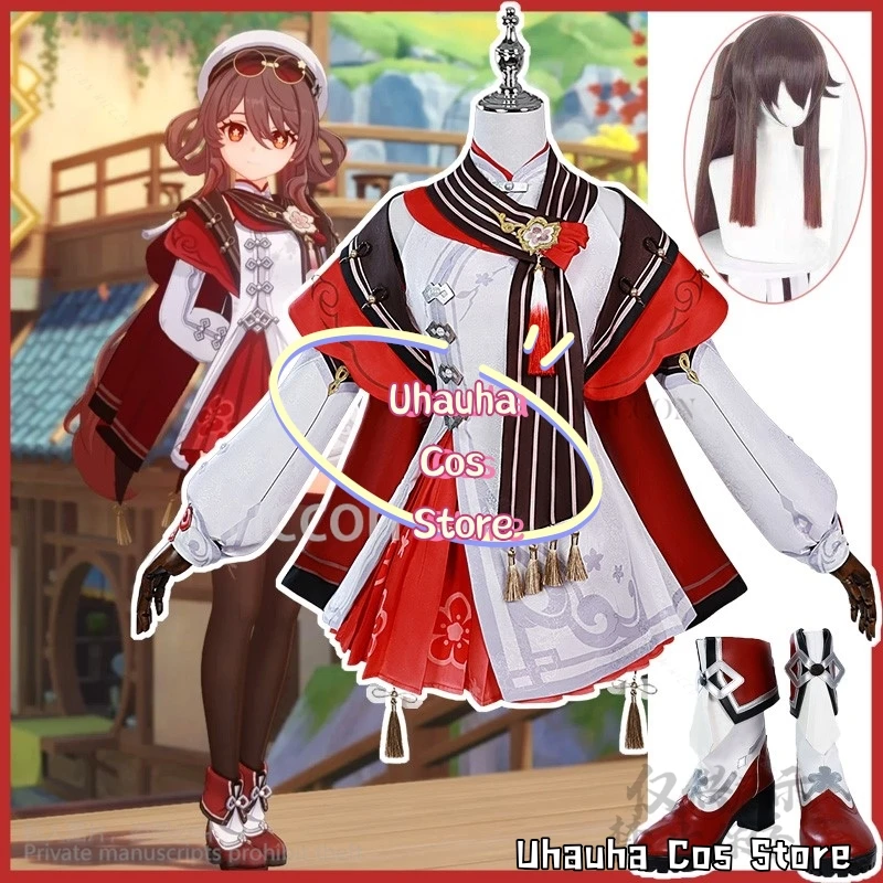 Anime Game Genshin Impact Cosplay Hu Tao Costume New Years Suit Christmas Uniform Dress Lolita Wigs Forgirls Woman Customized