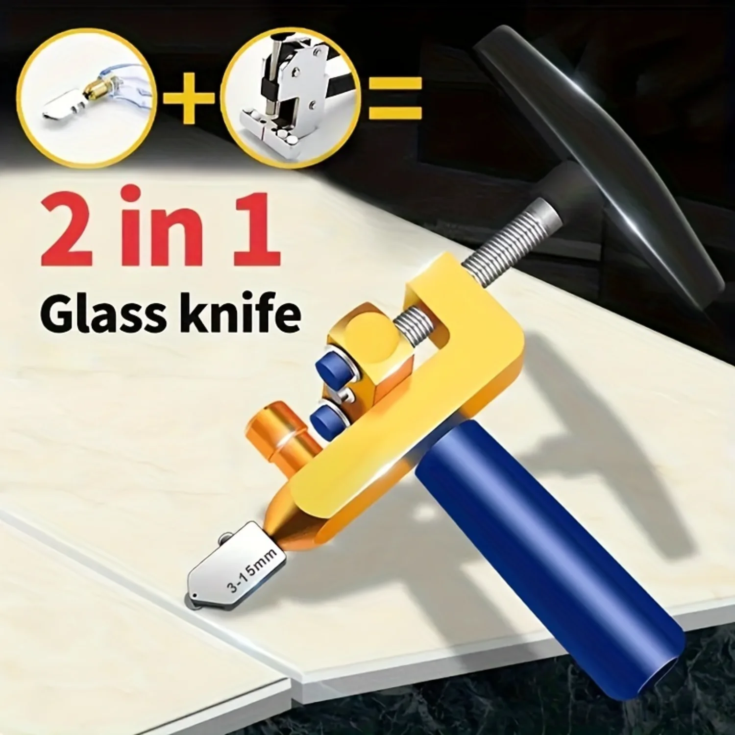 2-in-1 Glass Tile Master - Precision Cutting Tool with Innovative Bottle Opener - Portable Sliding Roller Design - Perfect Birth