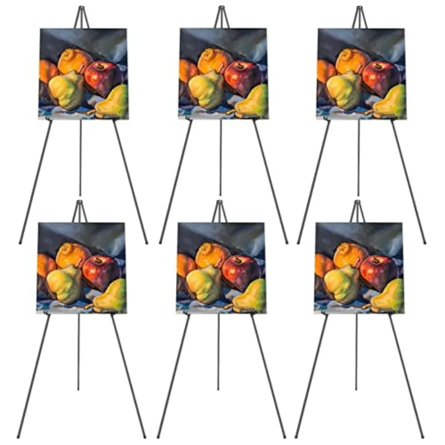 

6 Pack Easel for Display, Foldable Easel Stand, Metal Easels for Displaying Pictures, 63" Easels for Signs Wedding Poster Sign