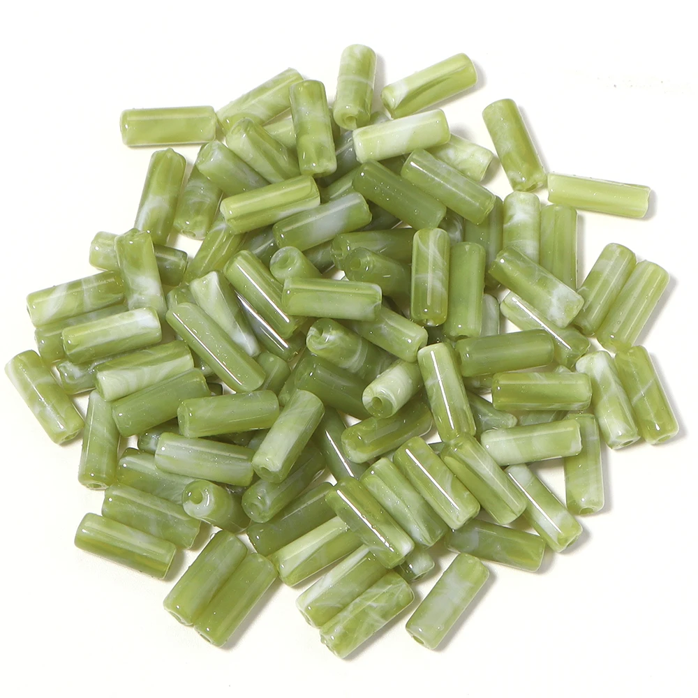 100 Stück 5 x 13 mm Acryl-Röhrenperlen aus imitiertem Jadestein, bunte lose Perlen für die Schmuckherstellung, DIY-Halskette, Armband, Zubehör – Detail 12