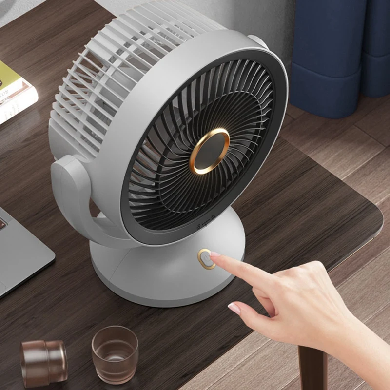 1 Piece USB Air Circulation Electric Fan As Shown Plastic Table Desktop Portable Wall Mounted 360 Degree Rotation With Light