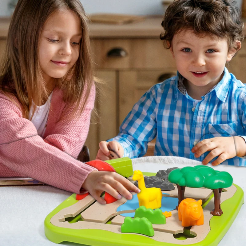 Juguetes Educativos de aprendizaje para niños, juego de mesa de Wonder Zoo, animales, tema bonito, 60 desafíos, juego lógico, enrutamiento, capacidad de observación