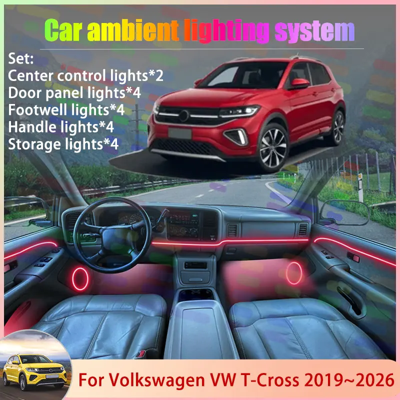 ل Volkswagen VW T-Cross C11 2019 ~ 2026 Taigun 2/18 في 1 سيارة مصباح لتهيئة الجو مصباح RGB الظل فرقة غاسل جو مجموعة #1