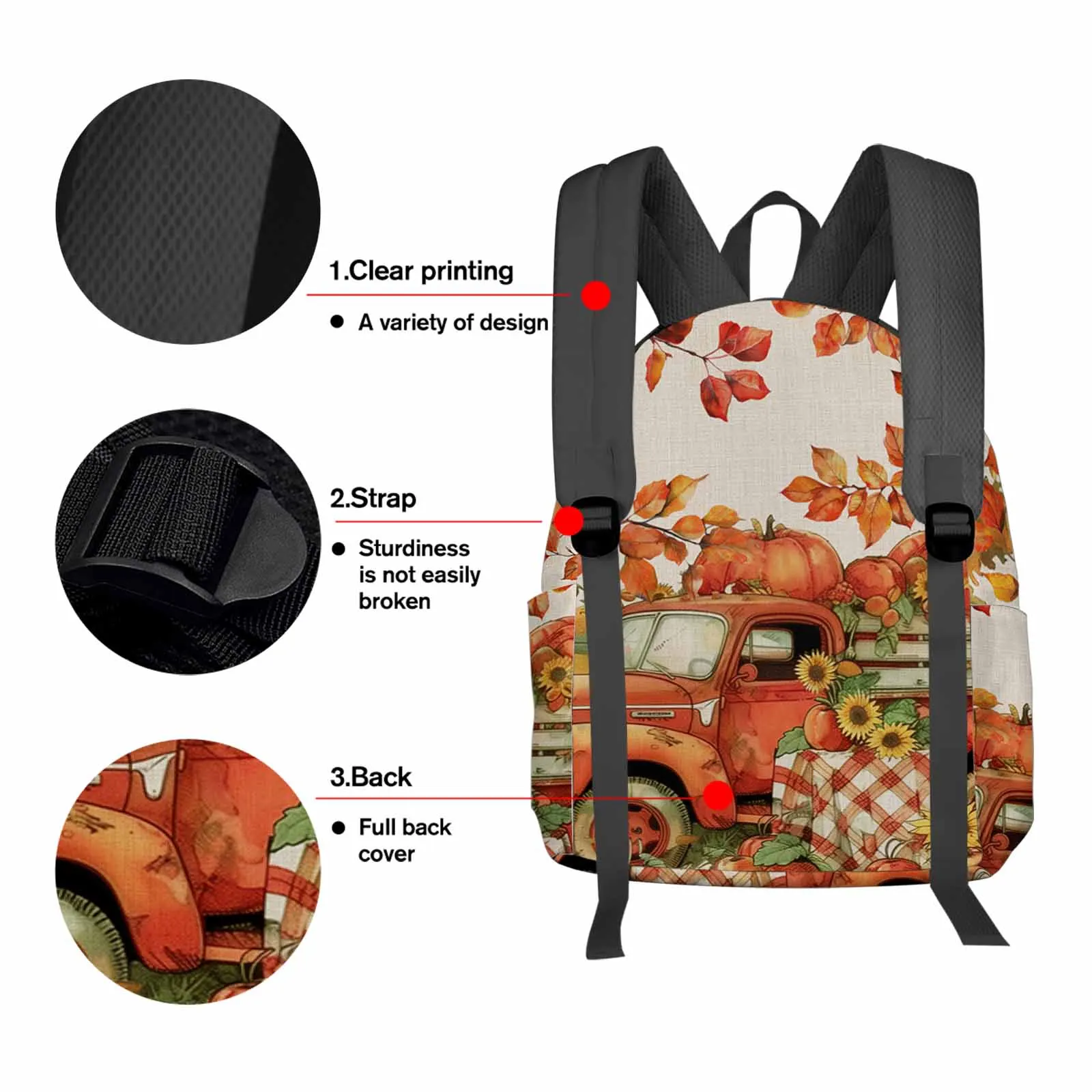 Autumn Watercolor Pumpkin Backpacks Teenagers Student School Bags Laptop Custom Backpack Men Women Travel