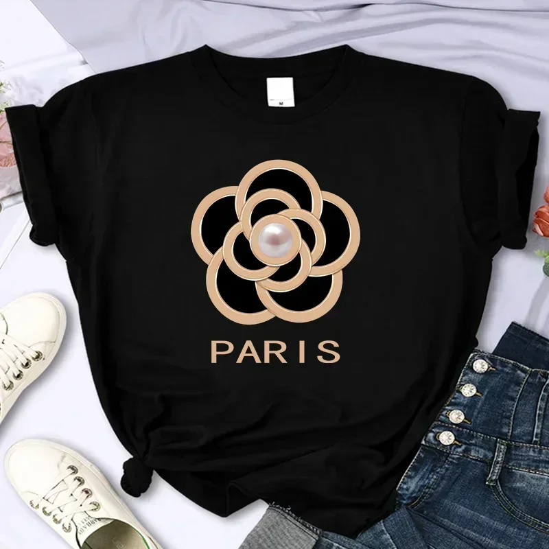 Luxury brand flower women's high-quality summer printed T-shirt casual oversized Y2k personalized sleeve O-neck women clothing