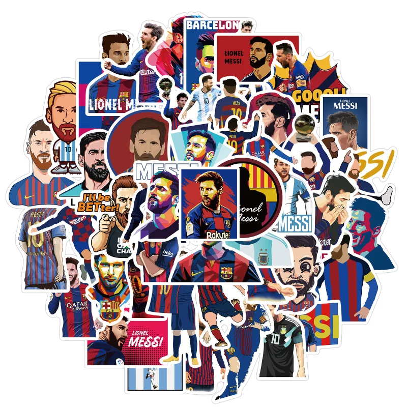 50Pcs Sports Graffiti Stickers featuring Football Stars for Luggage Guitar Laptop Waterproof PVC Classic Toys