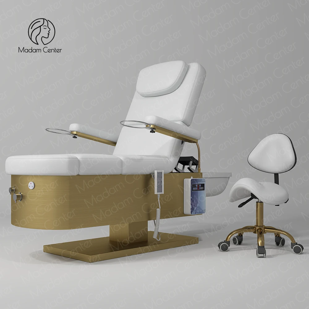 Madamcenter Modern Multifunction Adjustable Electric Beauty Salon Spa Chair with Ceramic Basin for Pedicure Shampoo Head Washing