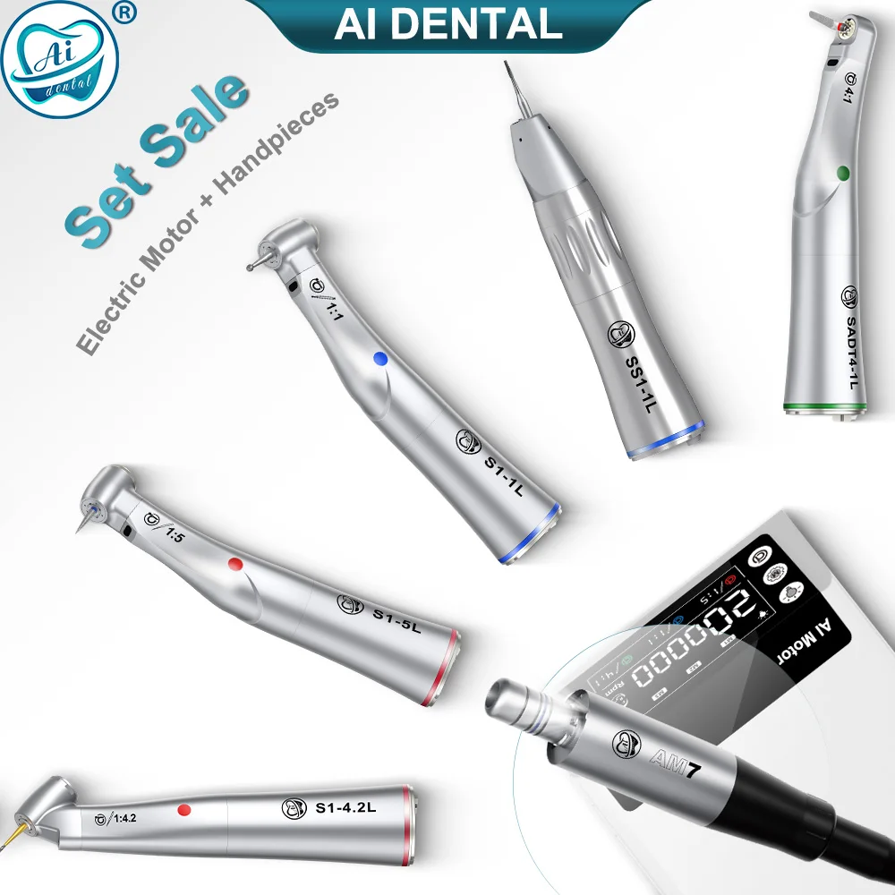 Dental 2/4 Hole Clinical Electric Micromotor AI-AM7 only or Motor Kit with 1:1/1:5/4:1 Contra Angle Handpiece for option