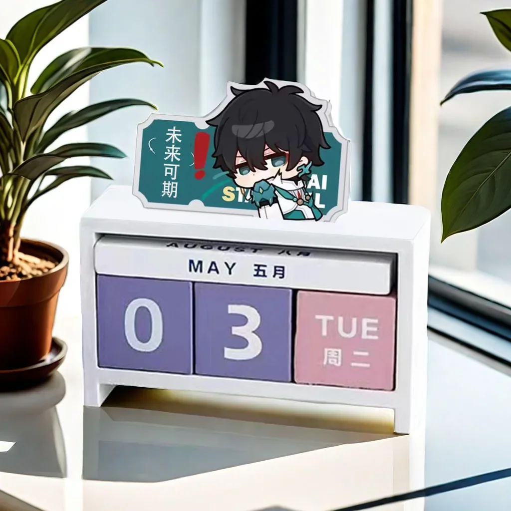 

Anime Honkai: Star Rail Dan Heng Blade March 7th Jing Yuan Trailblazer Cosplay Desk Calendar Wooden Ornament Xmas Halloween Gift