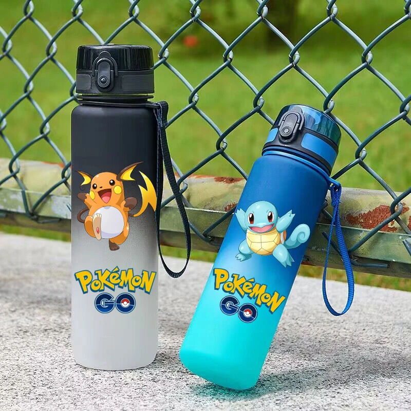 650ML 피카추 애니메이션 포켓몬 휴대용 플라스틱 물병 대용량 야외 피카추 워터 컵 어린이 스포츠 물병