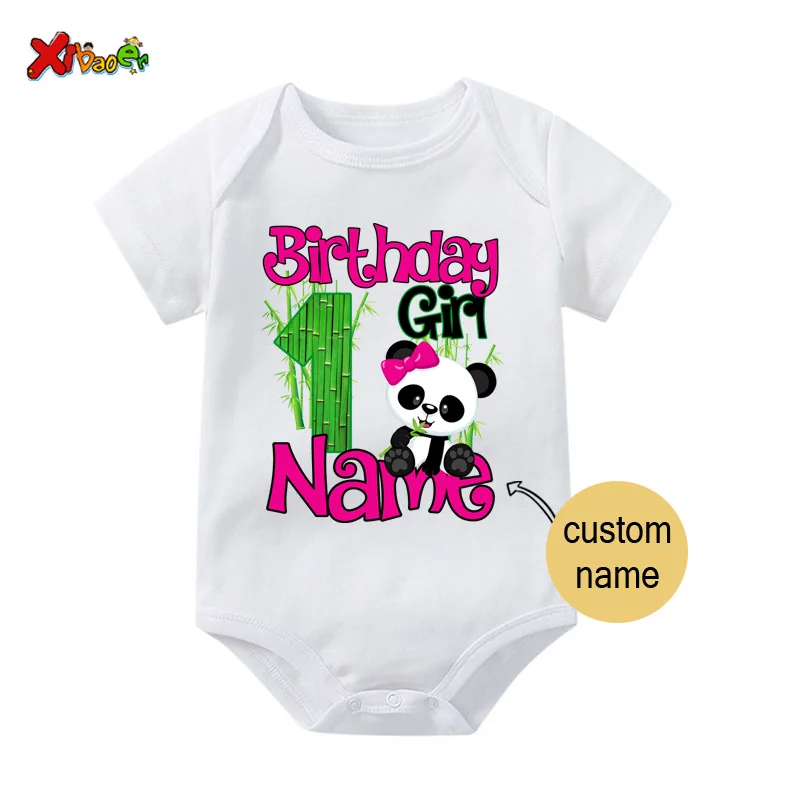 

Baby Bodysuit Custom Onesie First Panda Birthday Party Shirt Matching Outfit 1st Personalized Name Toddler Shirt Baby Jumpsuit