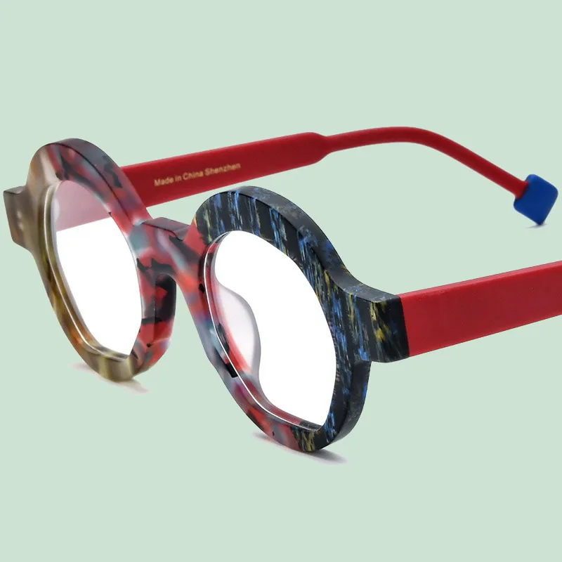 New Multi-color Patchwork Irregular Frosted Plate Glasses Frame Geek Can Be Equipped with Myopia Glasses To Prevent Blue Light.