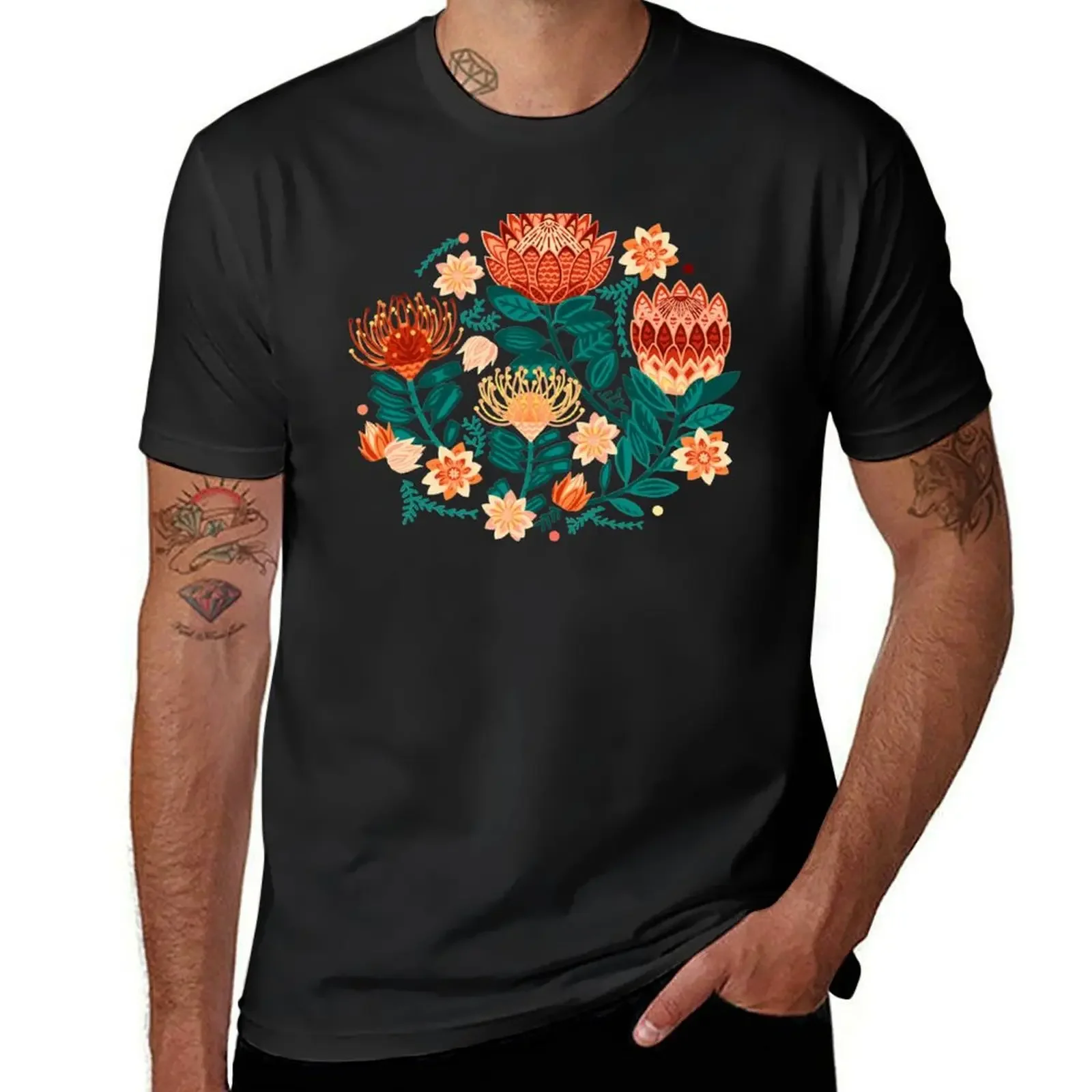 Protea Chintz - Teal & Orange T-Shirt graphic t shirt vintage rapper graphic tees oversized graphic tee mens t shirts pack