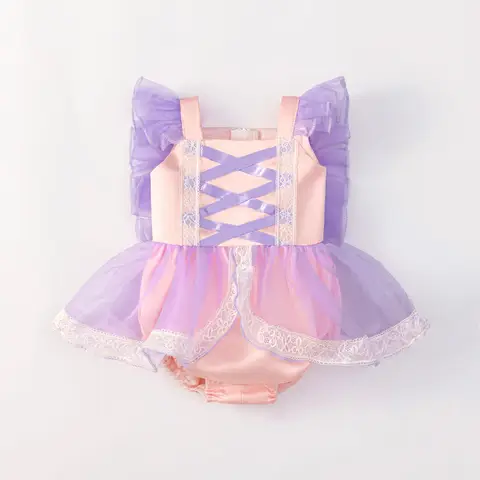 Rapunzel Princess Purple Baby Girl Party Dress Jumpsuit Bow 1st Birthday Wedding Dresses Kids Clothes Crawling Christmas Costume