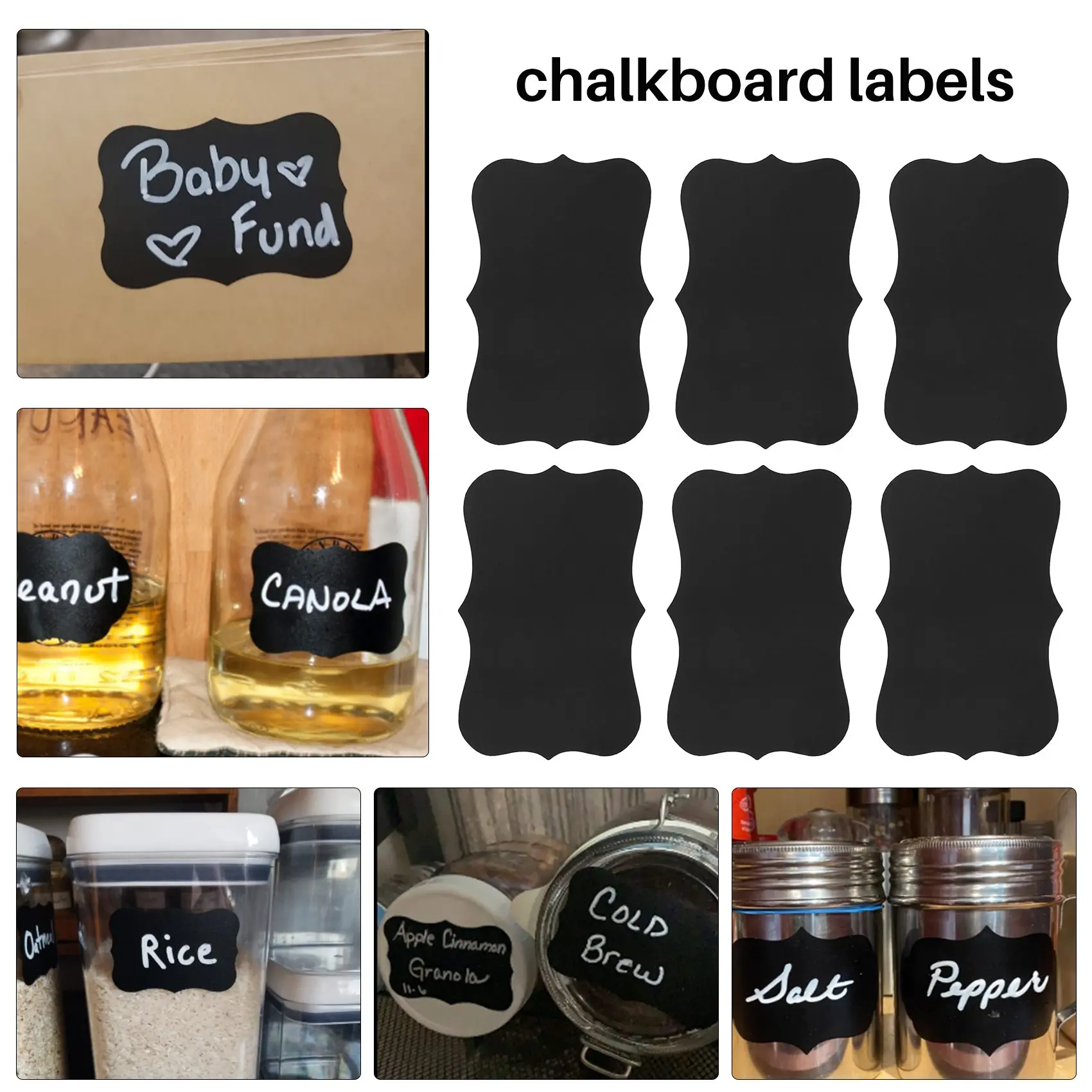 GTBL Wavy Shape Chalkboard Labels ,Erasable Reusable Rectangle Blackboard Stickers With 1 Liquid Chalk Pen,150 Pieces