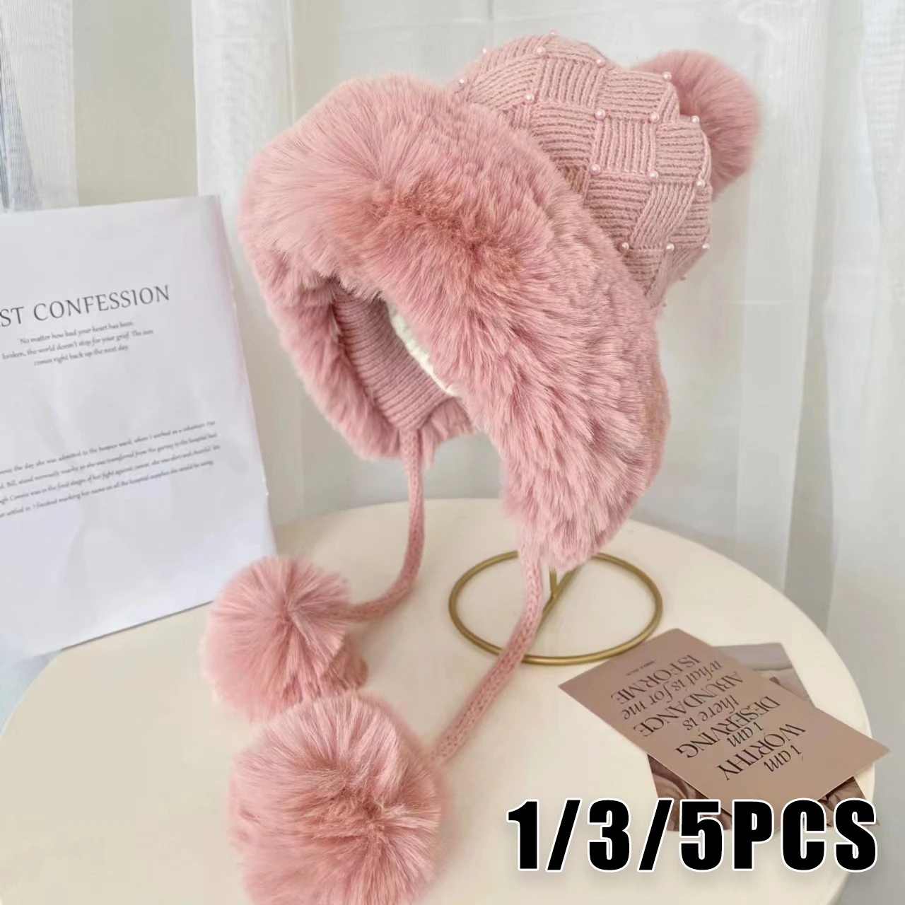 

Winter Thermal Pom Pom Beanie Women Fleece Lined Knit Hat Cold Weather Outdoor Cute Stylish Headwear Essential Upgrade