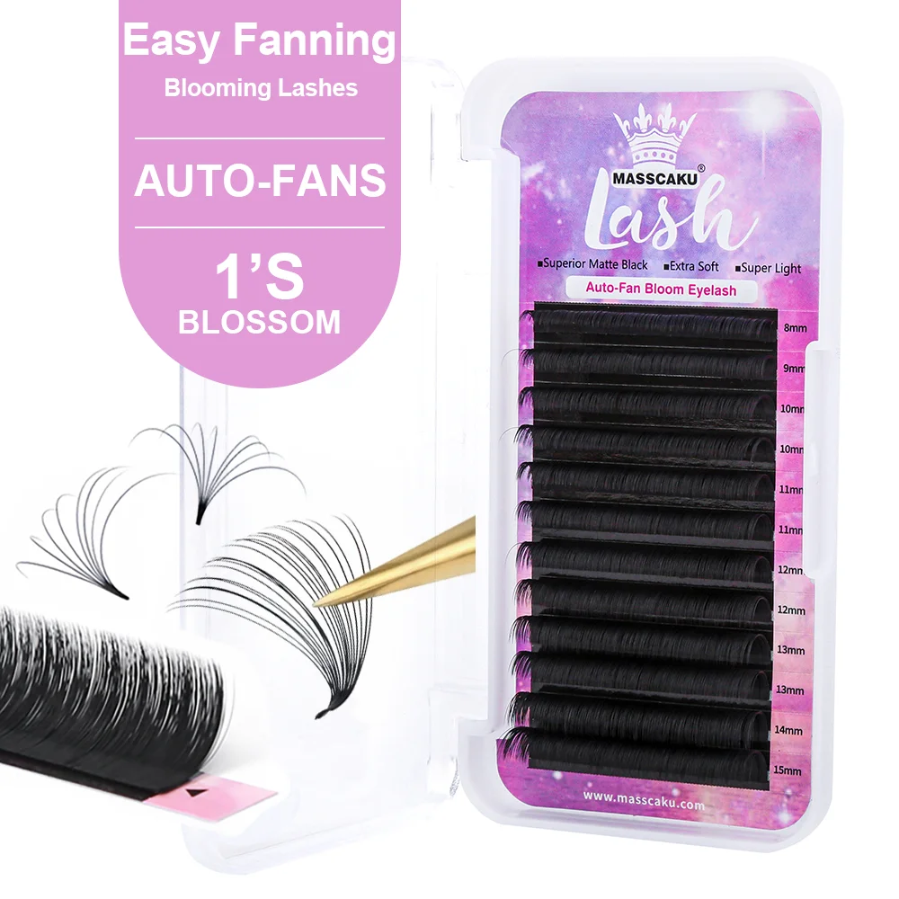 New Design 8-17mm Auto Fan Eyelash Extension Lash Extensions Fast Fanning Individual Esay Fanning Moveing Mink Lashes Tray