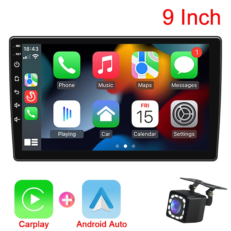 Hippcron 2 Din autoradio Draadloos Carplay Android Auto-autoradio 7/9 inch multimediaspeler IPS touchscreen Linux-systeem FM BT