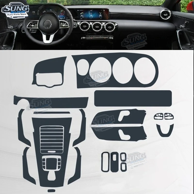 

For Mercedes Benz A-Class W177 2019-2022 2023 Car Interior Center Console Transparent TPU Protective Anti-scratch Accessories