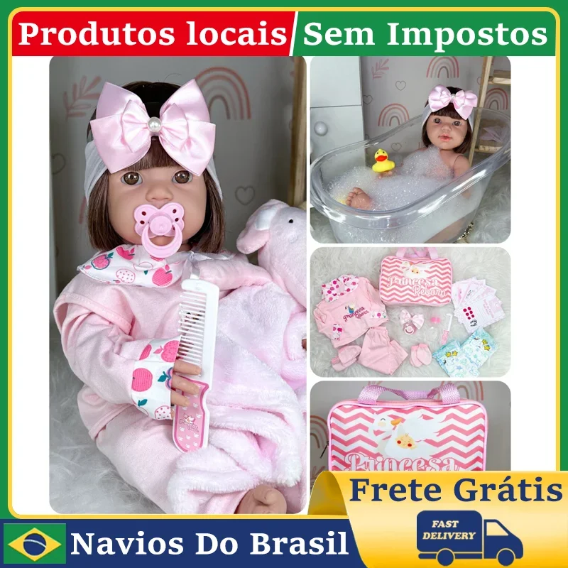 Boneca Bebê Reborn Realista Corpo de Silicone Caixa de Boneca