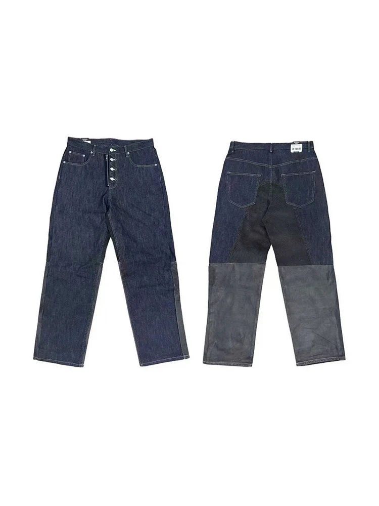 

Джинсы 17STU Protocol Index Act Original: модные прямые джинсы унисекс с пэчворком и пуговицами, свободного кроя, со средней посадкой, повседневные