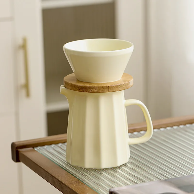 Ceramic V60 Coffee Dripper Set, Pour Over Filter Cone Brewer with Sharing Carafe, 1-4 Cup Coffee Maker for Home Barista.