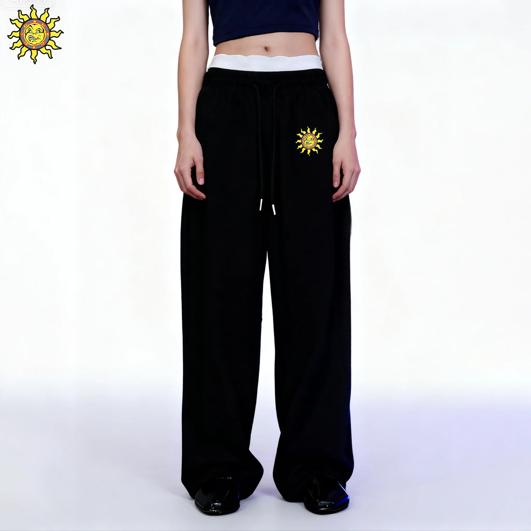 

Men's Athletic Sun print Joggers Casual Loose Fit Sweatpants Spring Fall Fleece Lined Pants Elastic Waist Drawstring Trousers