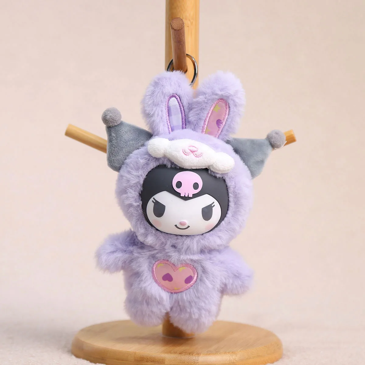 Simpatico portachiavi per bambola di peluche a forma di coniglio Hello Kitty Kuromi Melody Zaino fai da te Ciondolo in peluche Accessori per la decorazione Regalo del festival