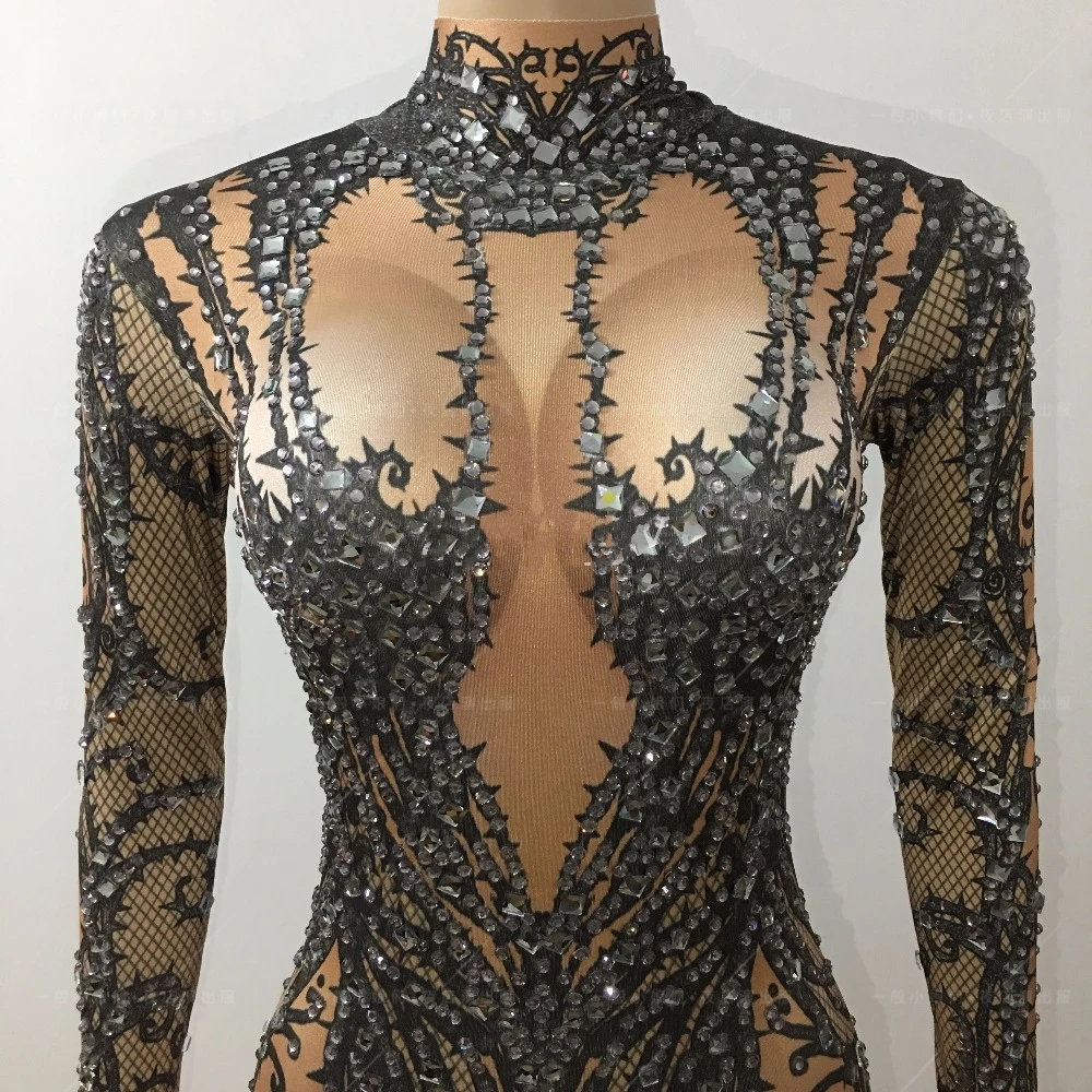 Boate bar halloween bruxa falsa carne exposta perspectiva falsa sexy macacão dj2023 novo desempenho outfit