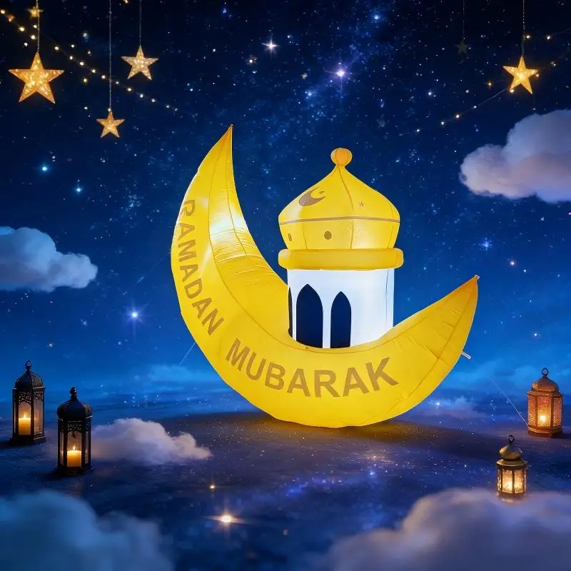 

1,6 м/5,2 фута надувной фестиваль Рамадана DIY украшения мусульманский Ид лунная башня со светодиодной подсветкой открытый двор праздничная игрушка орнамент