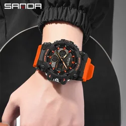 SANDA Women's Sports Watch for Men Quartz Digital Dual Display Watches Shock Water Resistant Camping GYM Wristwatch 6W6225