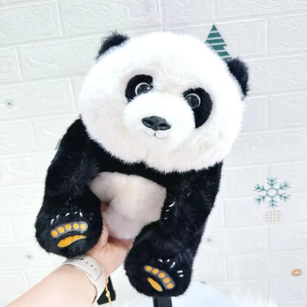 Simulated Cute Realistic Giant Panda Baby Plush Toy Soft Stuffed Animal lifelike Doll Knapsack Versatile Satchel for Girls Gift