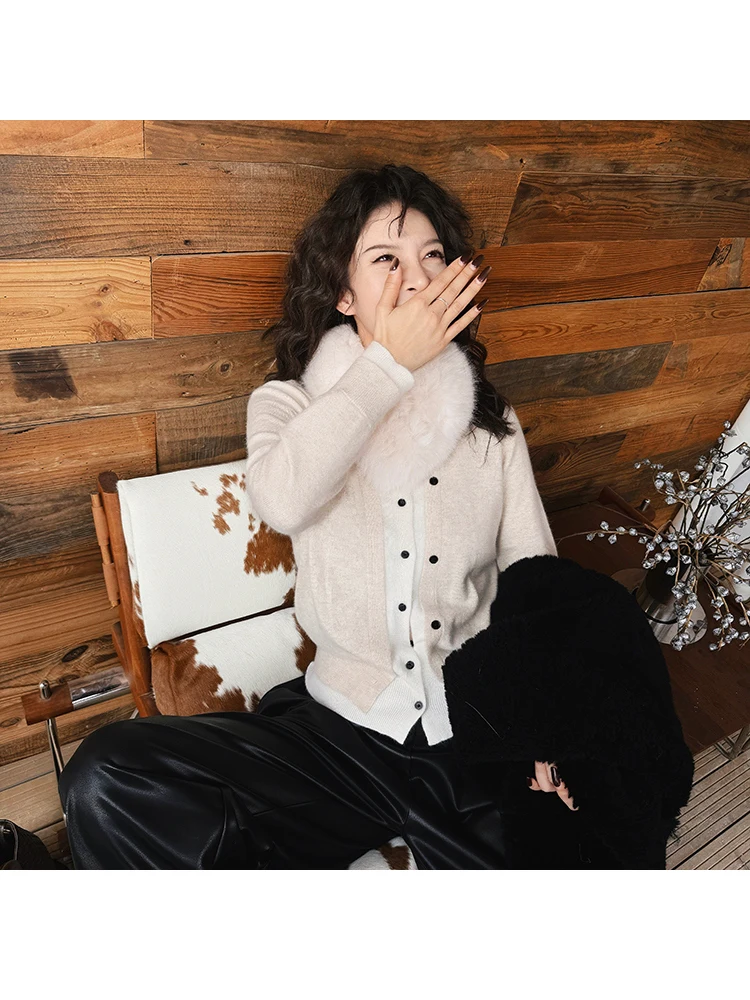 

Женский зимний вязаный кардиган Nana Tall DMX с эффектом двухслойности, приятный к телу, с двойным разрезом, повседневный стиль