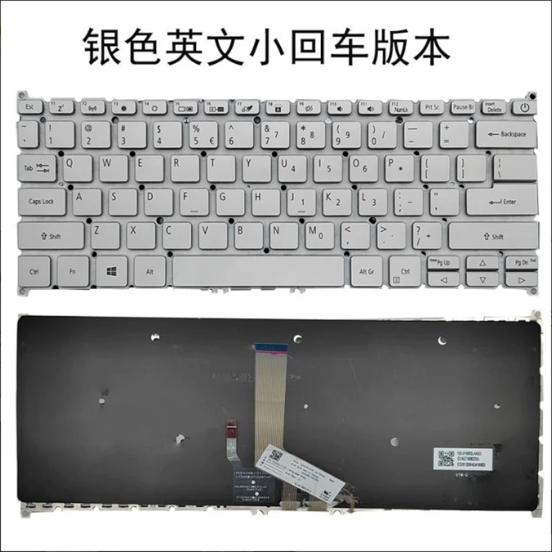 For Acer Swift 3 SF314-42-57 N19C4 Laptop Keyboard Silver Backlit Perfect Fit