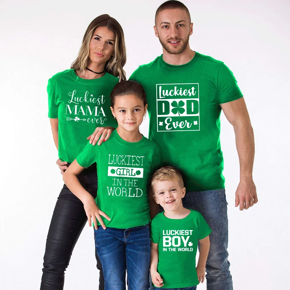 1pc Lukest Mama/dad/boy/girl St.Patrick's Day Family Tshirts Grenn Tshirt Happy St.Patrick's Celebrate Fashion Clothes Wear