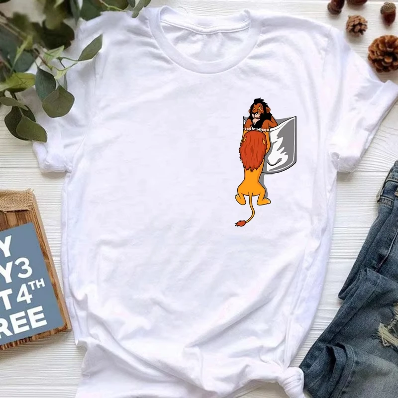 

Simba Lion King Boy Girl Summer T-Shirt Kids Family Parent-Child Clothing Casual Loose Oversized Men Women Short Sleeve Y2k Top