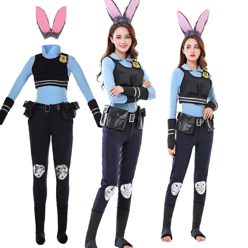 loween Judy Rabbit Ni  Cartoon COSPLAY Costume Festival Supplies Judy Police Officer Rabbit Outfit Women's Faion