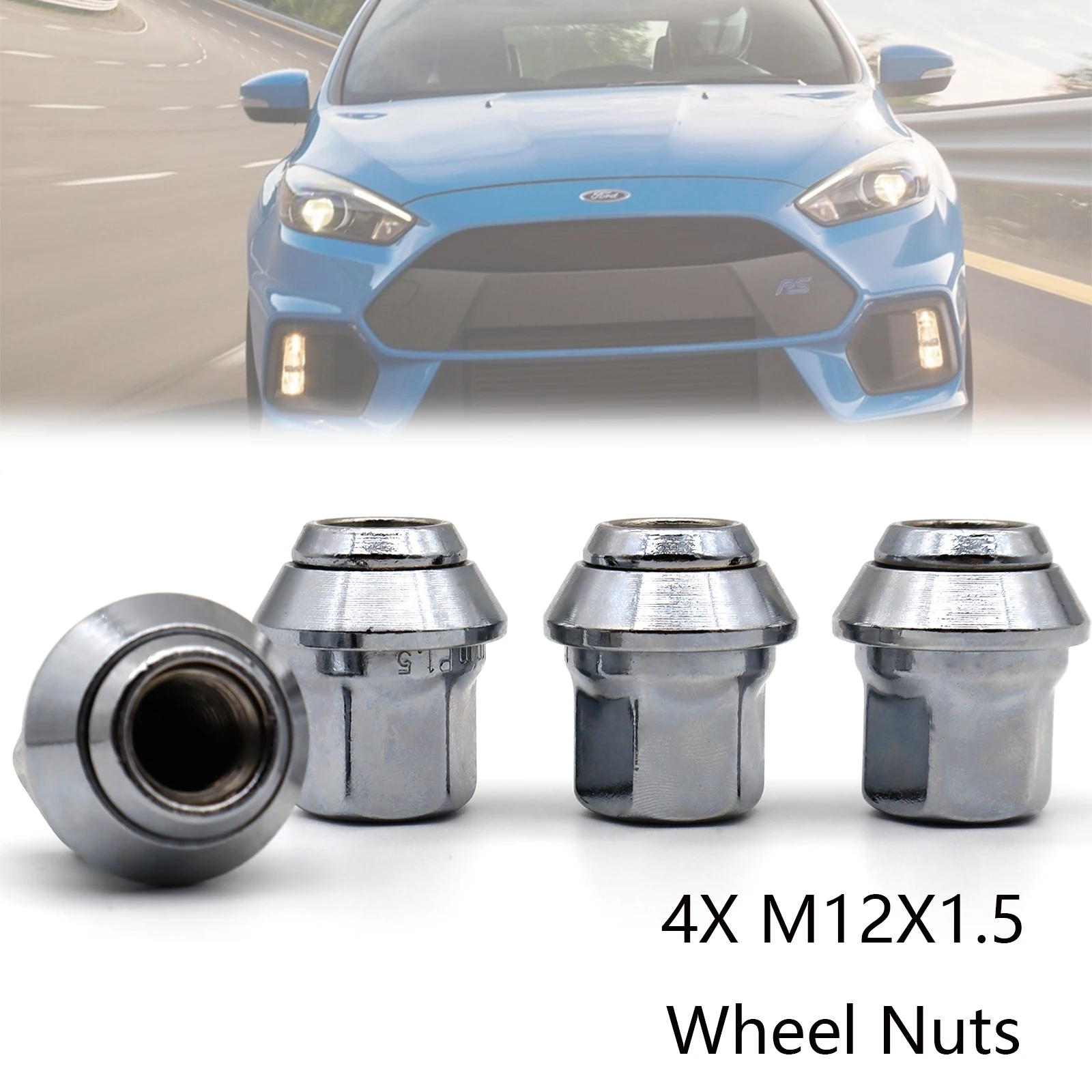 4X For Ford Fiesta Focus B-Max Grand C-Max KA Fusion Mondeo Streetka Car Alloy Wheel Nuts M12X1.5 19mm Hex Car Bolts Accessories