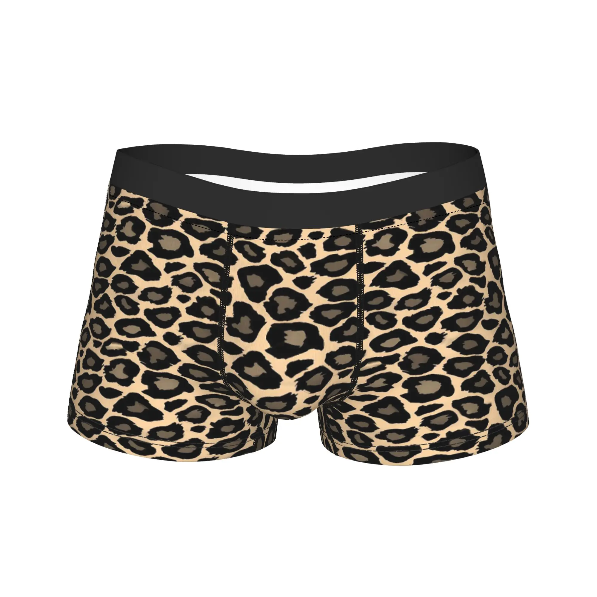 

Funky Black And Tan Leopard Print Underwear Custom DIY Boxer Shorts Trenky Men Panties Elastic Shorts Briefs Gift Idea