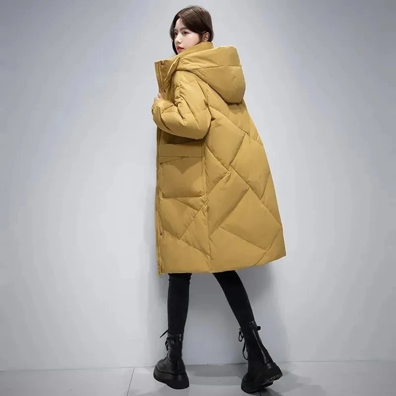 Womens Winter Jacket 2024 New Parkas Hooded Long Large size White Duck Down Coat Loose Casual Down Jackets Female Outerwear