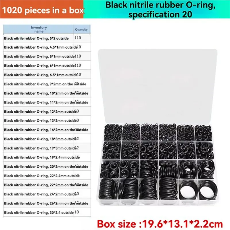 FLYY-For Faucet& Plumbing 20-teiliges Nitril-O-Ring-Reparaturset – Dichtungsring-Set mit 1020 Stück, metrisches O-Ring-Sortiment für Autoreparaturen – Detail 4