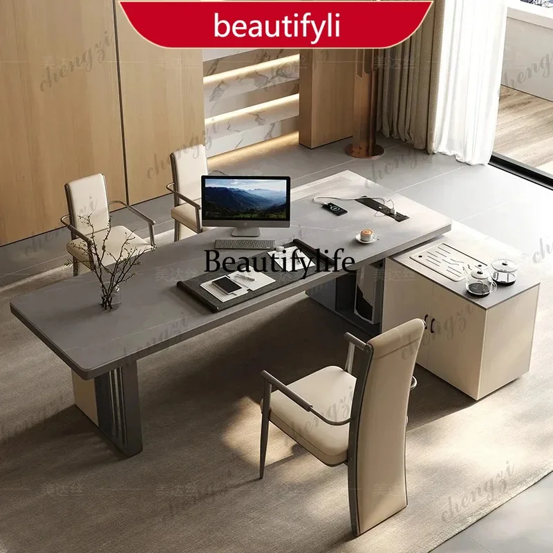 X188 Upgrade Designer Wood Office Desk Aesthetic Luxury Writing Wooden Office Table Executive Modern Mesa De Escritorio Furnitur