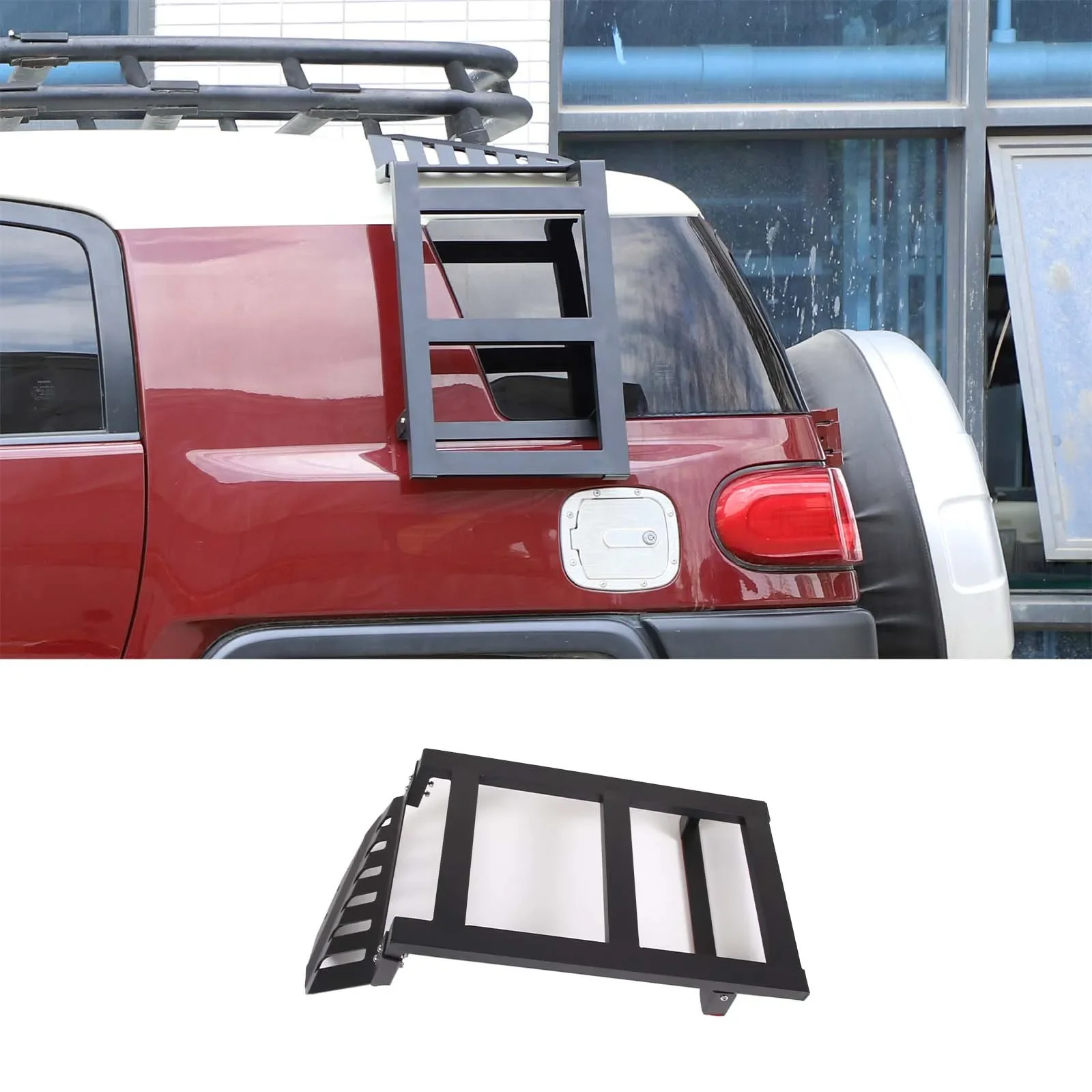 

For Toyota FJ Cruiser 2007-2021 Aluminum Alloy Black Car Styling Rear Side Window Ladder Tailgate Ladder Exterior Accessories