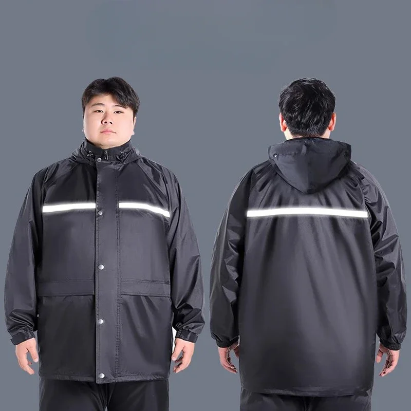 Set for Outdoor Riding High-gloss Reflective Raincoat and Rain Pants Full-body Anti-storm Raincoat for Electric Vehicle