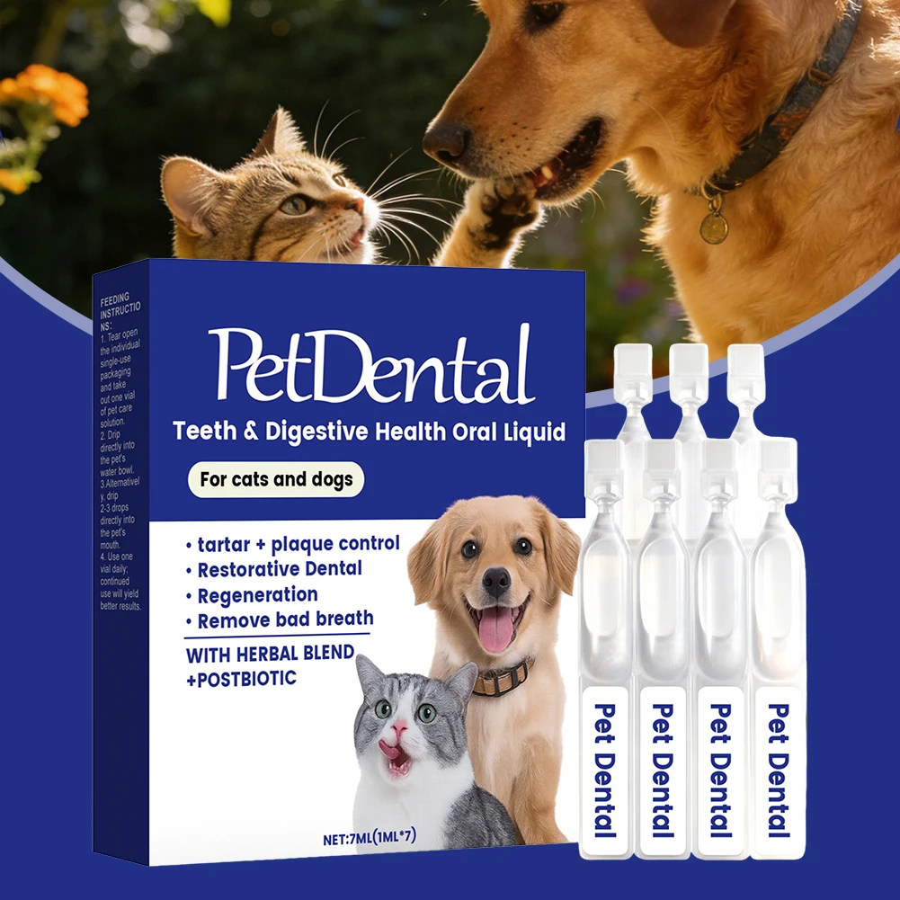 Líquido Oral para la Salud Digestiva Dental de Perros y Gatos, Tratamiento para el Mal Aliento, Refresca el Aliento, Elimina el Sarro, Extracto Natural para el Cuidado de Mascotas   ﻿