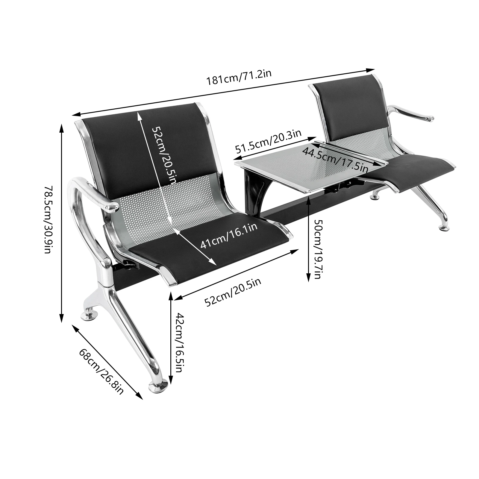 CNCEST Waiting Room Chair Bench PU Guest Reception Chairs Mesh Mesh Waiting Room Chairs for Airport Hospital Bank Salon Barber