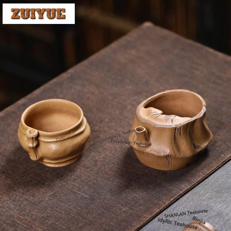 

120 мл Исин Фиолетовая глина Бамбуковый узел Чайный кувшин Разделение ча-ча-хай Диспенсер Чашка правосудия Чашка Ярмарка Кружка Чайная посуда Ремесло с чашкой 100 мл