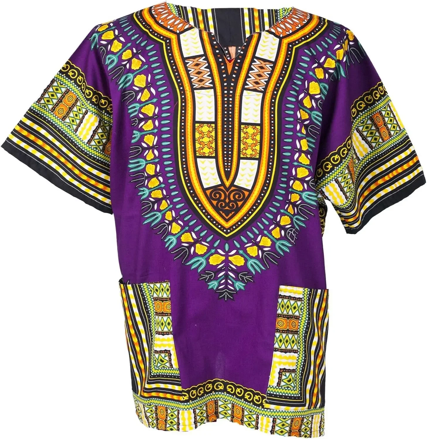 Baju katun Dashiki Afrika pria wanita, pakaian kerajinan Unisex Bohemian 70an Boho Hippie Festival